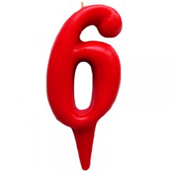 Свеча декоративная округлая "Цифра 6" Красная 2303040, 35 ₽ Свеча декоративная округлая "Цифра 6" Красная 2303040