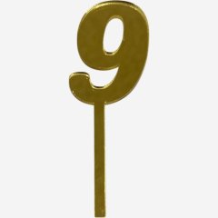 Топпер декоративный акриловый "Цифра 9" Золото 9,5х3 см , 159 ₽ Топпер декоративный акриловый "Цифра 9" Золото 9,5х3 см