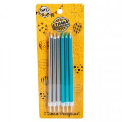 Свечи декоративные Серебрянные и голубые гладкие 13 см 6 шт 4710822, 190 ₽ Свечи декоративные Серебрянные и голубые гладкие 13 см 6 шт 4710822