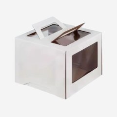 Коробка для торта с окном и ручкой белая 28х28х20 см 019000 ф, 189 ₽ Коробка для торта с окном и ручкой белая 28х28х20 см 019000 ф