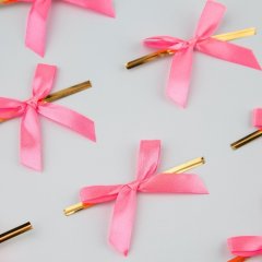 Твист-лента с бантиком ярко-розовым 8 см 10 шт 