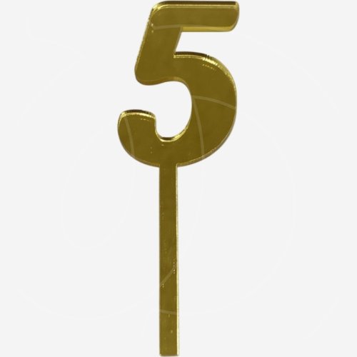 Топпер декоративный акриловый "Цифра 5" Золото 9,5х3 см , 159 ₽ Топпер декоративный акриловый "Цифра 5" Золото 9,5х3 см