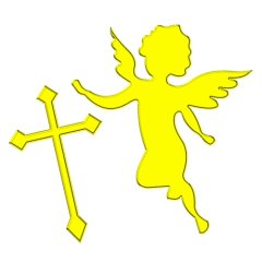 Топпер декоративный акриловый "Ангел с крестиком" Золото 7х8 см ТСК175, 235 ₽ Топпер декоративный акриловый "Ангел с крестиком" Золото 7х8 см ТСК175