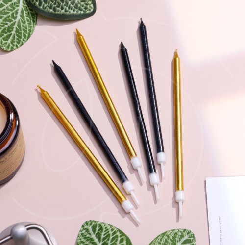 Свечи декоративные Золотые и чёрные гладкие 13 см 6 шт 4710824, 190 ₽ Свечи декоративные Золотые и чёрные гладкие 13 см 6 шт 4710824