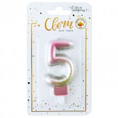 Свеча декоративная Цифра "5" Нежный Градиент 622097-5, 119 ₽ Свеча декоративная Цифра "5" Нежный Градиент 622097-5