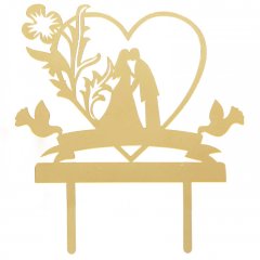 Топпер декоративный акриловый "Сердце с голубками" Золотой 2815546, 159 ₽ Топпер декоративный акриловый "Сердце с голубками" Золотой 2815546