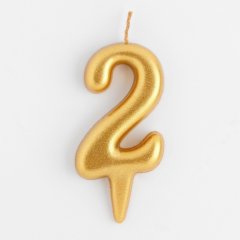 Свеча декоративная овальная "Цифра 2" Золотая  1623641, 119 ₽ Свеча декоративная овальная "Цифра 2" Золотая  1623641
