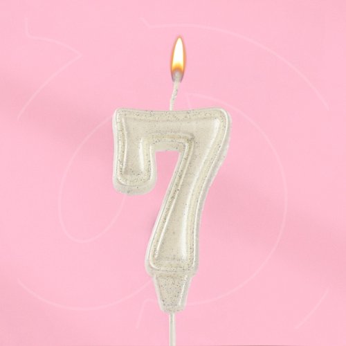 Свеча декоративная Цифра "7" Жемчужный перламутр с блёстками 10870123, 109 ₽ Свеча декоративная Цифра "7" Жемчужный перламутр с блёстками 10870123