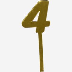 Топпер декоративный акриловый "Цифра 4" Золото 9,5х3,5 см 