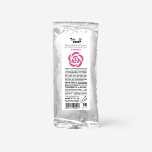 Мастика кондитерская ванильная Top Decor "Розовая" 100 г tp66064, 119 ₽ Мастика кондитерская ванильная Top Decor "Розовая" 100 г tp66064