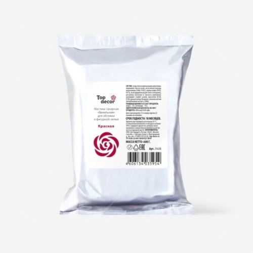 Мастика кондитерская ванильная Top Decor "Красная" 600 г 24169 красная tp35954, 350 ₽ Мастика кондитерская ванильная Top Decor "Красная" 600 г 24169 красная tp35954