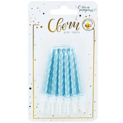 Свечи декоративные "Голубые завитки" Перламутровые 6 см 12 шт 620202, 190 ₽ Свечи декоративные "Голубые завитки" Перламутровые 6 см 12 шт 620202