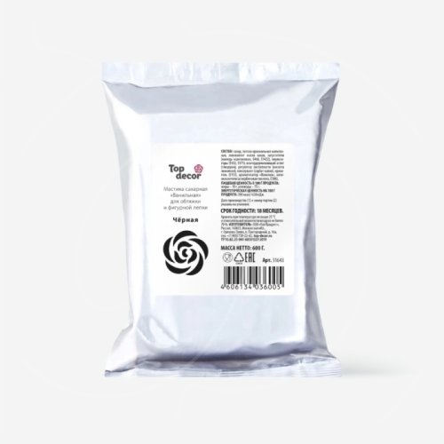 Мастика кондитерская ванильная Top Decor "Чёрная" 600 г 24169 чёрная  tp36005 , 350 ₽ Мастика кондитерская ванильная Top Decor "Чёрная" 600 г 24169 чёрная  tp36005