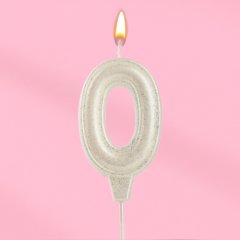 Свеча декоративная Цифра "0" Жемчужный перламутр с блёстками 10870115, 109 ₽ Свеча декоративная Цифра "0" Жемчужный перламутр с блёстками 10870115