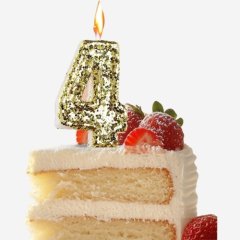 Свеча декоративная Цифра "4" Золотые пайетки 5572718, 89 ₽ Свеча декоративная Цифра "4" Золотые пайетки 5572718