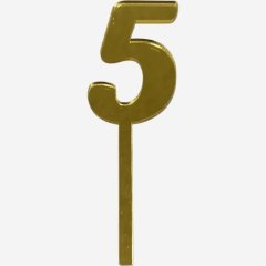 Топпер декоративный акриловый "Цифра 5" Золото 9,5х3 см , 159 ₽ Топпер декоративный акриловый "Цифра 5" Золото 9,5х3 см