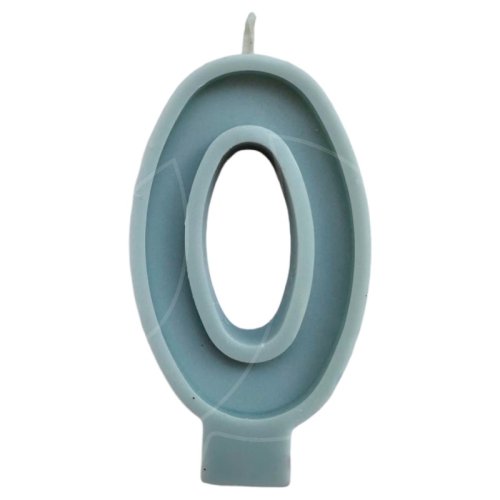 Свеча декоративная Цифра "0" Голубая 