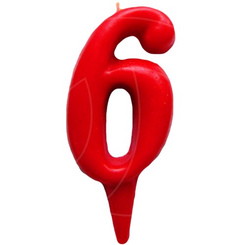 Свеча декоративная округлая "Цифра 6" Красная 2303040, 35 ₽ Свеча декоративная округлая "Цифра 6" Красная 2303040