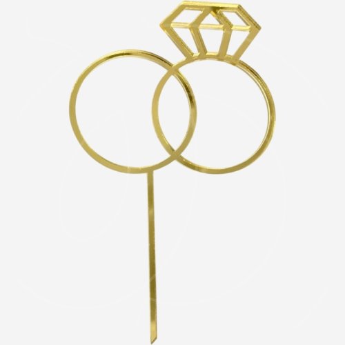 Топпер декоративный акриловый "Свадебные кольца" Золото 15х9 см , 130 ₽ Топпер декоративный акриловый "Свадебные кольца" Золото 15х9 см