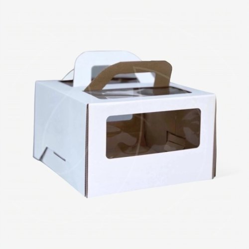 Коробка для торта с окном и ручкой белая 22х22х14 см 22214, 65 ₽ Коробка для торта с окном и ручкой белая 22х22х14 см 22214