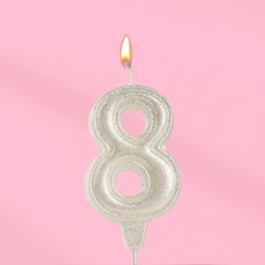 Свеча декоративная Цифра "8" Жемчужный перламутр с блёстками 10870124, 109 ₽ Свеча декоративная Цифра "8" Жемчужный перламутр с блёстками 10870124