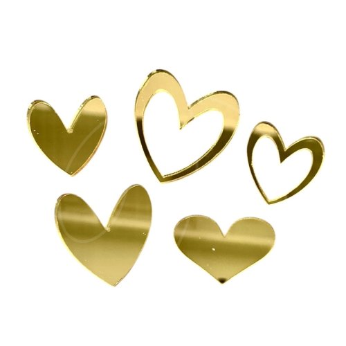 Набор топперов декоративных акриловых "Сердечки" Золото 5 шт 36360, 149 ₽ Набор топперов декоративных акриловых "Сердечки" Золото 5 шт 36360