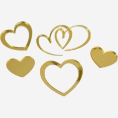 Набор топперов декоративных акриловых "Сердечки" Золото 5 шт 36923, 70 ₽ Набор топперов декоративных акриловых "Сердечки" Золото 5 шт 36923