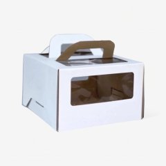 Коробка для торта с окном и ручкой белая 22х22х14 см 22214, 65 ₽ Коробка для торта с окном и ручкой белая 22х22х14 см 22214