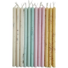 Свечи декоративные для бенто-торта Белый, розовый, жёлтый, зелёный 12 шт 00089
