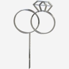 Топпер декоративный акриловый "Свадебные кольца" Серебро 15х9 см , 130 ₽ Топпер декоративный акриловый "Свадебные кольца" Серебро 15х9 см