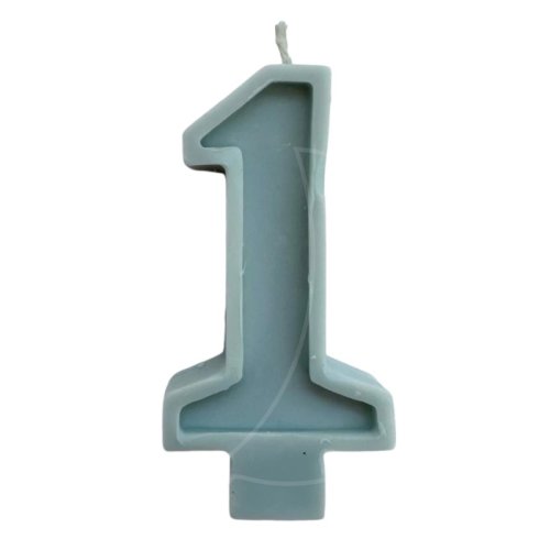 Свеча декоративная Цифра "1" Голубая 
