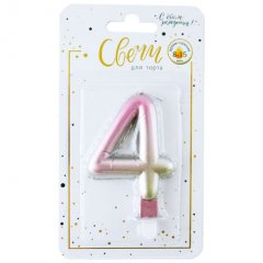 Свеча декоративная Цифра "4" Нежный Градиент 622097-4, 119 ₽ Свеча декоративная Цифра "4" Нежный Градиент 622097-4