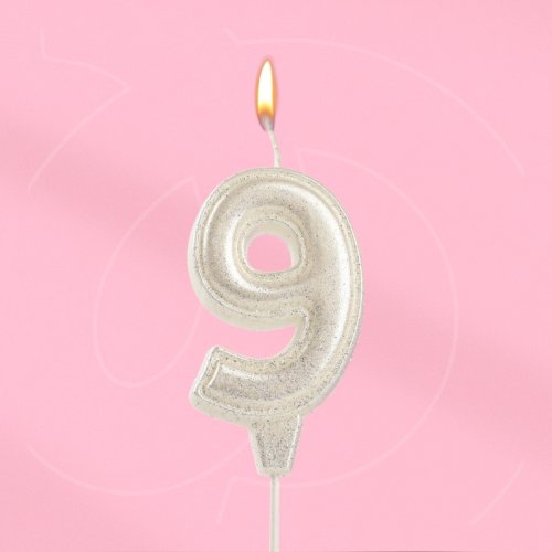 Свеча декоративная Цифра "9" Жемчужный перламутр с блёстками 10870125, 109 ₽ Свеча декоративная Цифра "9" Жемчужный перламутр с блёстками 10870125