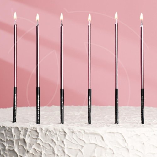 Свечи декоративные Розовый с чёрным 14,5 см 6 шт 5122209, 190 ₽ Свечи декоративные Розовый с чёрным 14,5 см 6 шт 5122209