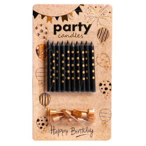 Свечи декоративные Чёрные в золотой горошек 10 шт 5060042, 150 ₽ Свечи декоративные Чёрные в золотой горошек 10 шт 5060042