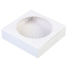 Коробка для печенья/конфет с окном белая 11,5х11,5х3 см КУ-193; 4442949; 9327102  