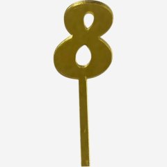 Топпер декоративный акриловый "Цифра 8" Золото 9,5х3 см , 159 ₽ Топпер декоративный акриловый "Цифра 8" Золото 9,5х3 см