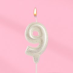 Свеча декоративная Цифра "9" Жемчужный перламутр с блёстками 10870125, 109 ₽ Свеча декоративная Цифра "9" Жемчужный перламутр с блёстками 10870125