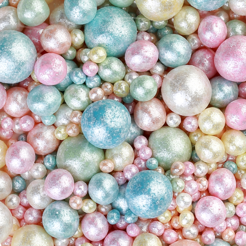 Посыпка кондитерская из дутого риса жемчуг блестящий "Нежно-разноцветный микс" 1,5 кг 806