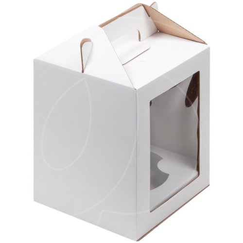 Коробка для торта/кулича с окном и ложементом белая 16х16х20 см 020800+020811