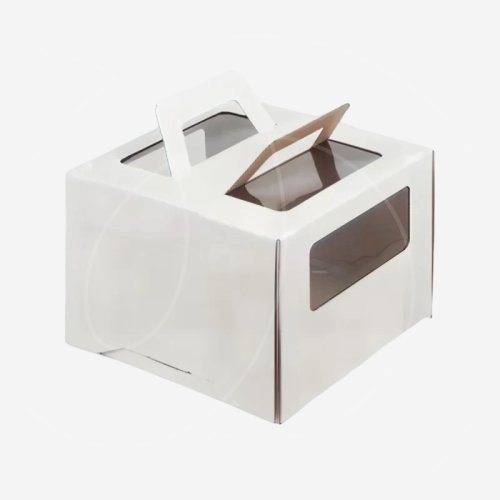 Коробка для торта с маленьким окном и ручкой белая 28х28х20 см , 179 ₽ Коробка для торта с маленьким окном и ручкой белая 28х28х20 см