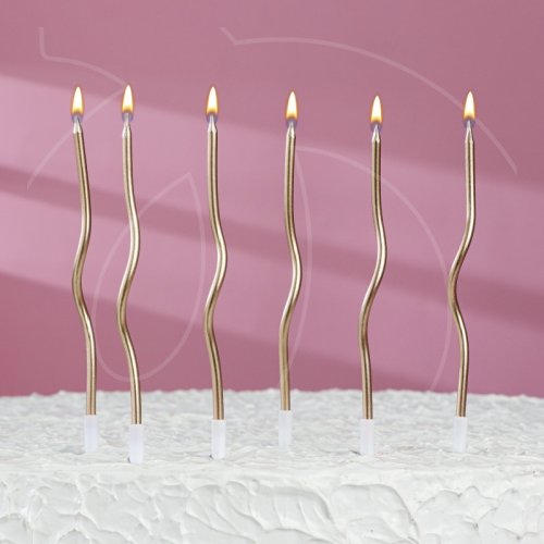 Свечи декоративные "Серпантин" Золото Шампань 11 см 6 шт 7597548, Свеч-10