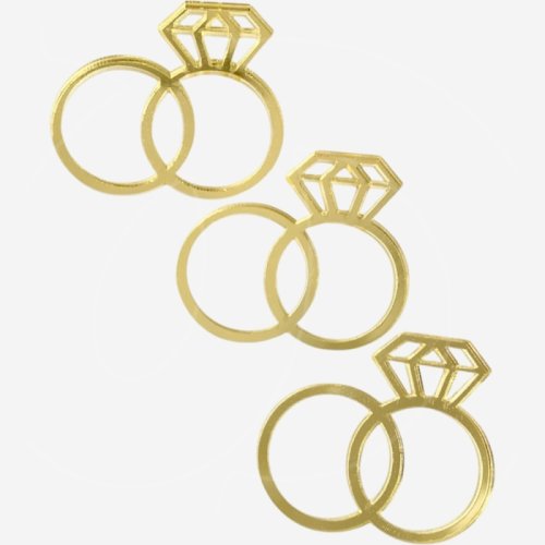 Набор топперов декоративных акриловых "Свадебные кольца" Золото 3 шт , 110 ₽ Набор топперов декоративных акриловых "Свадебные кольца" Золото 3 шт