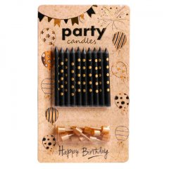 Свечи декоративные Чёрные в золотой горошек 10 шт 5060042, 150 ₽ Свечи декоративные Чёрные в золотой горошек 10 шт 5060042