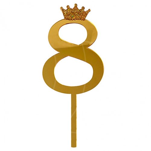 Топпер декоративный акриловый "Цифра 8" Золото , 69 ₽ Топпер декоративный акриловый "Цифра 8" Золото