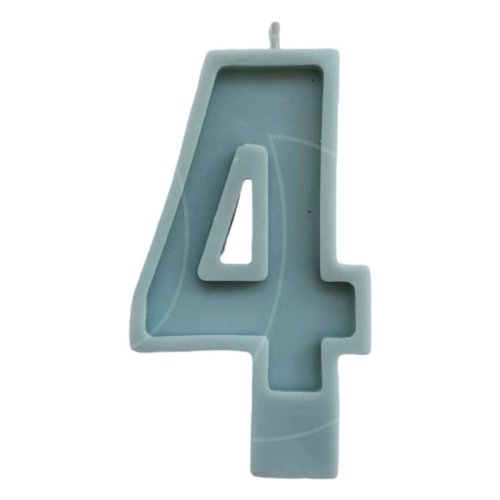 Свеча декоративная Цифра "4" Голубая 