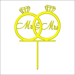 Топпер декоративный акриловый "Свадебные кольца "Mr&Mrs" на палочке" Золотой 10х8 см ТСК34, 299 ₽ Топпер декоративный акриловый "Свадебные кольца "Mr&Mrs" на палочке" Золотой 10х8 см ТСК34