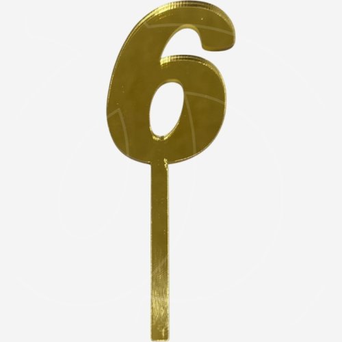 Топпер декоративный акриловый "Цифра 6" Золото 9,5х3 см , 159 ₽ Топпер декоративный акриловый "Цифра 6" Золото 9,5х3 см