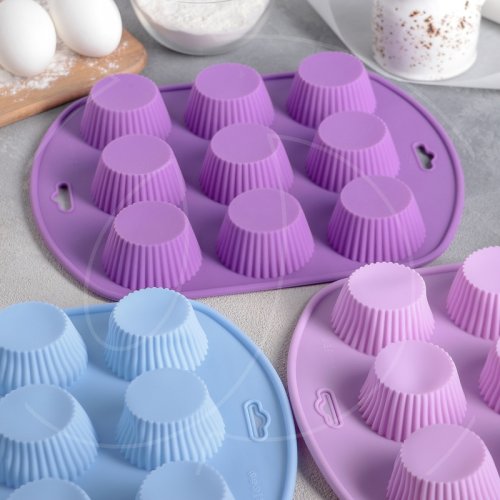 Форма силиконовая для выпечки "Кексик" 9 шт 1057128, 449 ₽ Форма силиконовая для выпечки "Кексик" 9 шт 1057128