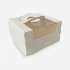 Коробка для бенто-торта с окном и ручкой белая 14х14х8 см КУ-445   КУ-00445, 79 ₽ Коробка для бенто-торта с окном и ручкой белая 14х14х8 см КУ-445   КУ-00445